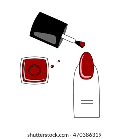 Different types of nail polish on the nails. Types of nail design. Vector. icon