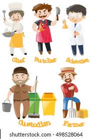 Different types of occupations illustration