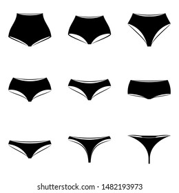 Different types of panties collection for women. Isolated vector illustration