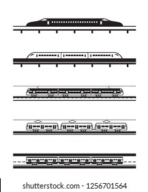 Different types of passenger trains - vector illustration