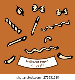 Different types of pasta. Pattern.