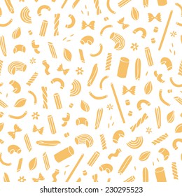 Different types of pasta seamless pattern background 