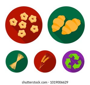 Different types of pasta. Types of pasta set collection icons in flat style vector symbol stock illustration web.