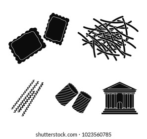 Different types of pasta. Types of pasta set collection icons in black style vector symbol stock illustration web.