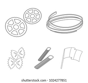 Different types of pasta. Types of pasta set collection icons in outline style vector symbol stock illustration web.