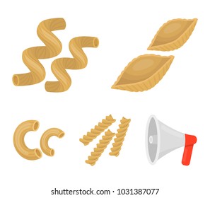 Different types of pasta. Types of pasta set collection icons in cartoon style vector symbol stock illustration web.