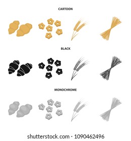 Different types of pasta. Types of pasta set collection icons in cartoon,black,monochrome style vector symbol stock illustration web.