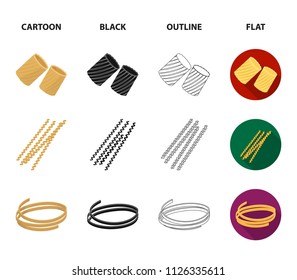 Different types of pasta. Types of pasta set collection icons in cartoon,black,outline,flat style vector symbol stock illustration web.