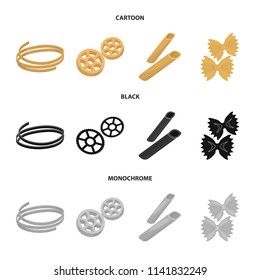 Different types of pasta. Types of pasta set collection icons in cartoon,black,monochrome style vector symbol stock illustration web.