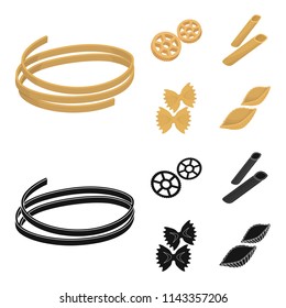 Different types of pasta. Types of pasta set collection icons in cartoon,black style vector symbol stock illustration web.
