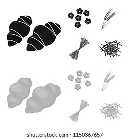 Different types of pasta. Types of pasta set collection icons in black,monochrom style vector symbol stock illustration web.
