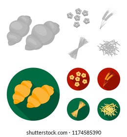 Different types of pasta. Types of pasta set collection icons in monochrome,flat style vector symbol stock illustration web.