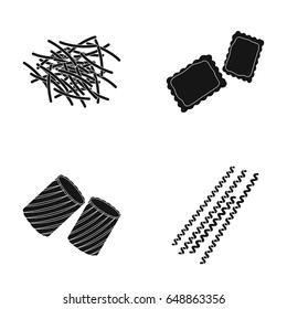 Different types of pasta. Types of pasta set collection icons in black style vector symbol stock illustration web.
