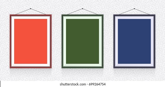 Different types of photo frames on the wall - background template 
