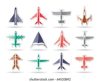 different types of plane icons - vector icon set