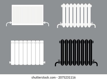 Different types of radiators. Heating in the house. A set of radiators.