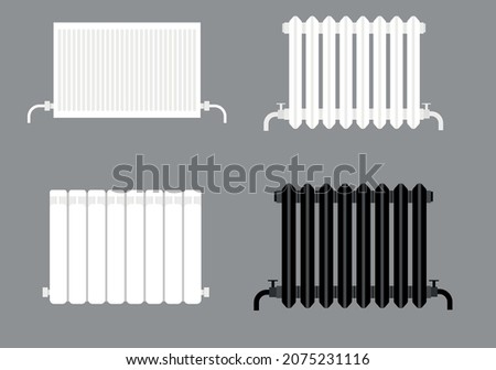 Different types of radiators. Heating in the house. A set of radiators.