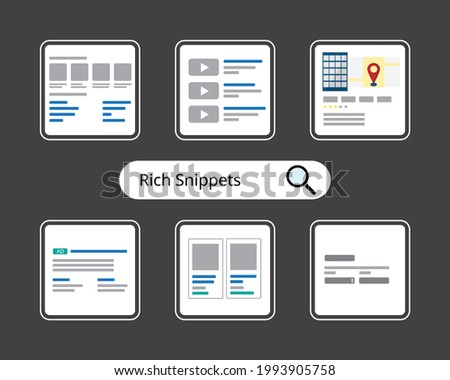 different types of Rich Snippets or rich results with additional data displayed 