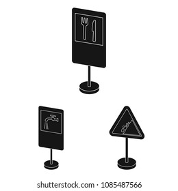 Different types of road signs black icons in set collection for design. Warning and prohibition signs vector symbol stock web illustration.