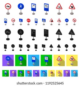 Different types of road signs cartoon icons in set collection for design. Warning and prohibition signs vector symbol stock web illustration.