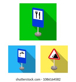 Different types of road signs flat icons in set collection for design. Warning and prohibition signs vector symbol stock web illustration.
