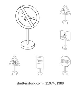 Different Types Road Signs Outline Icons Stock Vector (Royalty Free ...