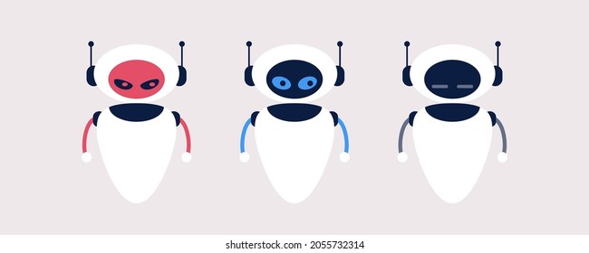 Different types of robot emotions. Vector illustration in a flat style