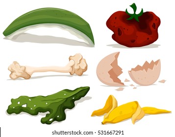 Different Types Of Rotten Food Illustration