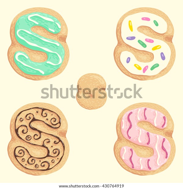 Different Types S Letter Shape Cookie Stock Vector