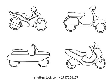 Different types of scooters. Vector image