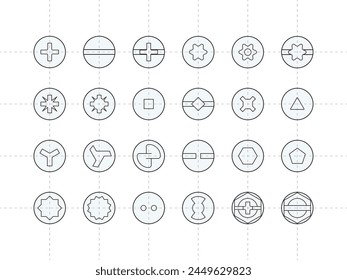 
Verschiedene Arten von Schraubenköpfen Schraubendreher Stile Vektorgrafik Grafik
