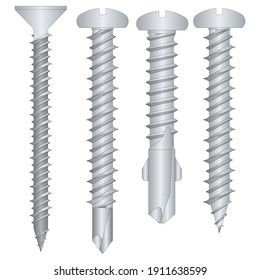 Different Types Screwssteel Metal Screws Stock Vector (Royalty Free ...