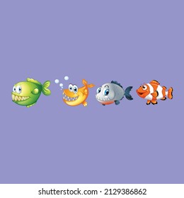 Different types of sea animals fish logo design-1