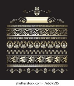 Different types of seamless  gold Greek patterns