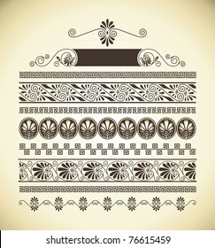 Different types of seamless Greek patterns