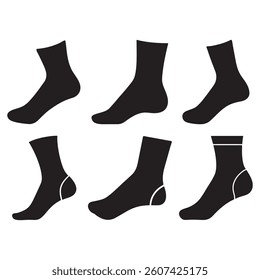 Different Types of Socks Silhouettes, Types of socks vector illustration	
