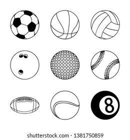 Different Types Sport Balls Stock Vector (Royalty Free) 1381750859 ...