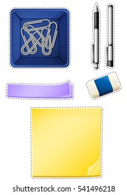 Different types of stationaries illustration