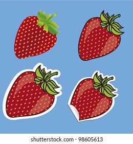 different types of strawberries isolated on blue background