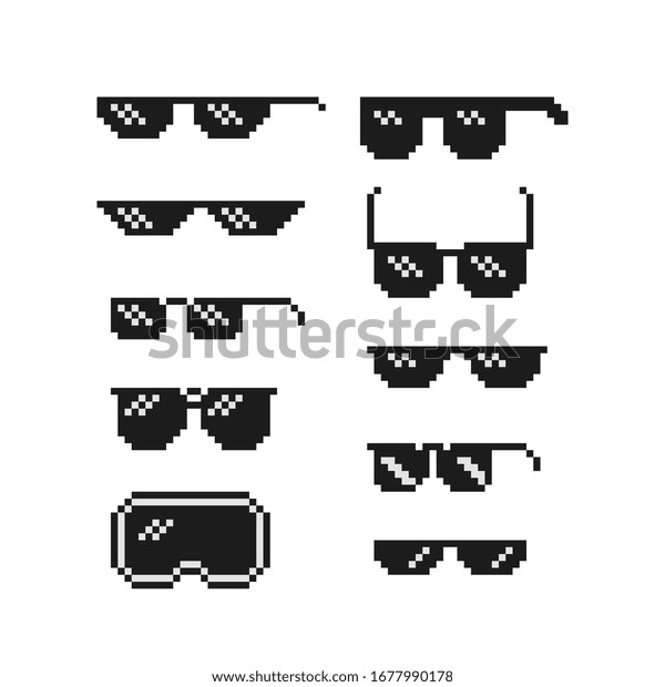 サングラス のピクセルアートアイコンセット 分離型ベクターイラスト ゲームアセット8ビットスプライト デザインステッカー ロゴ モバイルアプリ のベクター画像素材 ロイヤリティフリー