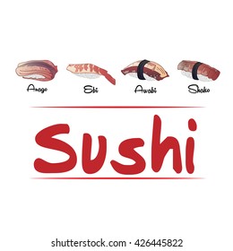 Different types of sushi background