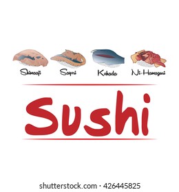 Different types of sushi menu