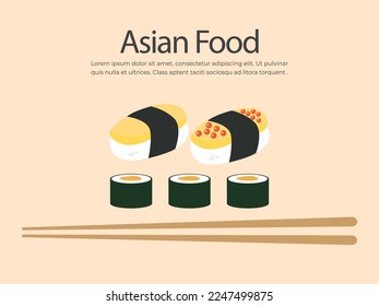 Different types of sushi vector illustration