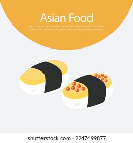 Different types of sushi vector illustration