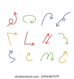 Diferentes tipos de flechas de sierra en diferentes colores sobre un fondo neutro