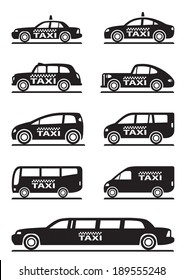 Different types of taxi cars - vector illustration