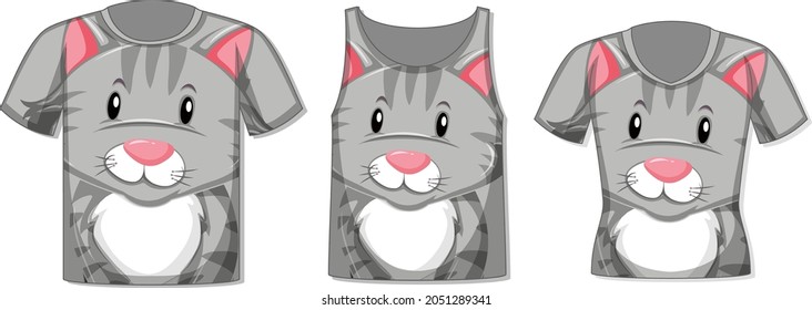 Diferentes tipos de tops con tiras de dibujos de gatos lindos