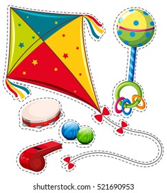 Different types of toys illustration