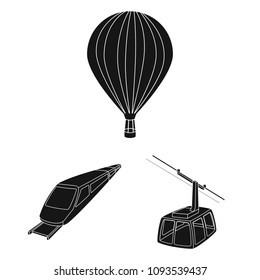 Different types of transport black icons in set collection for design. Car and ship vector symbol stock web illustration.