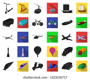Different types of transport black,flat icons in set collection for design. Car and ship vector symbol stock web illustration.